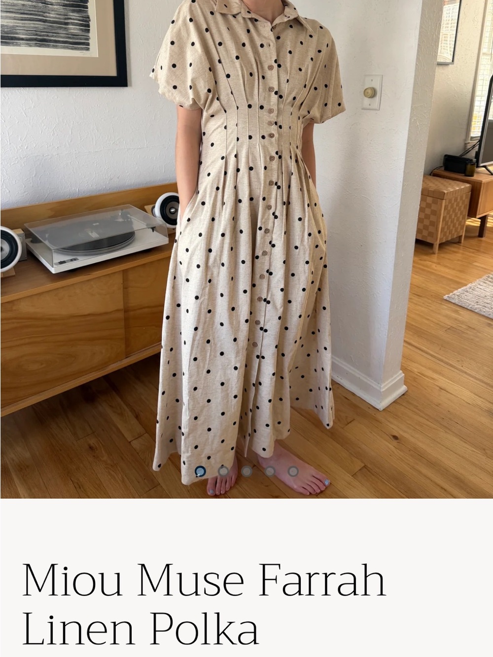 Linen Polka Dot Shirt Dress | Maxi | like Anthropologie/ Exquise